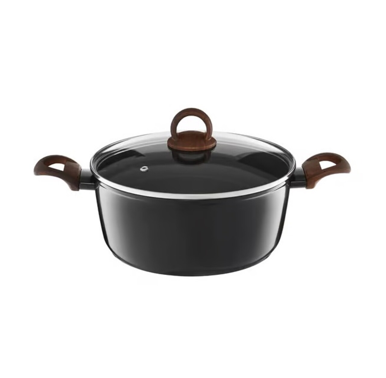 Oala cu capac Darkwood, Ambition, 20 cm, 2.3 litri, invelis Qualum Basic Stone Edition, aluminiu forjat, maro/negru - imagine 5